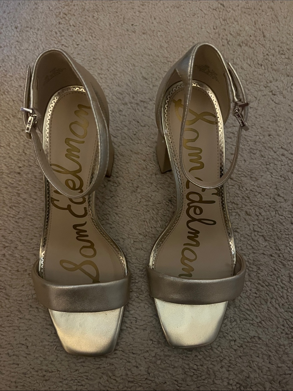 Sam Edelman Gold Block Heel Sandals Style is Daniella Size 9M